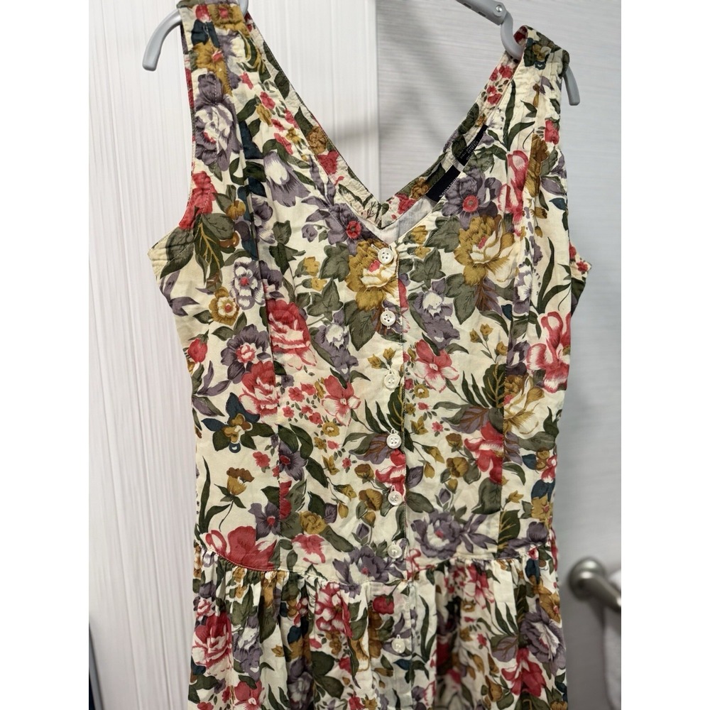 Boutique Europa Womens Floral Button‎ Front Cotton Midi Dress Multicolor Size 10